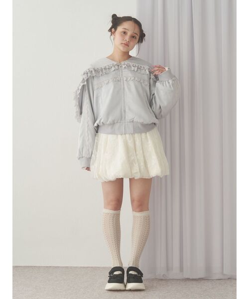メリージェニー リボンブルゾン ブルー 新品 コート アウター ジャケット リボンブルゾン[品番：MKSW0053817]｜merry jenny（メリージェ二