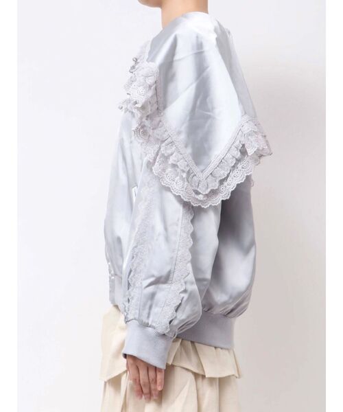 merry Jenny ribbon ribbon blouson ブルー merry jenny（メリージェニー）の「ribbonセーラーサテンブルゾン