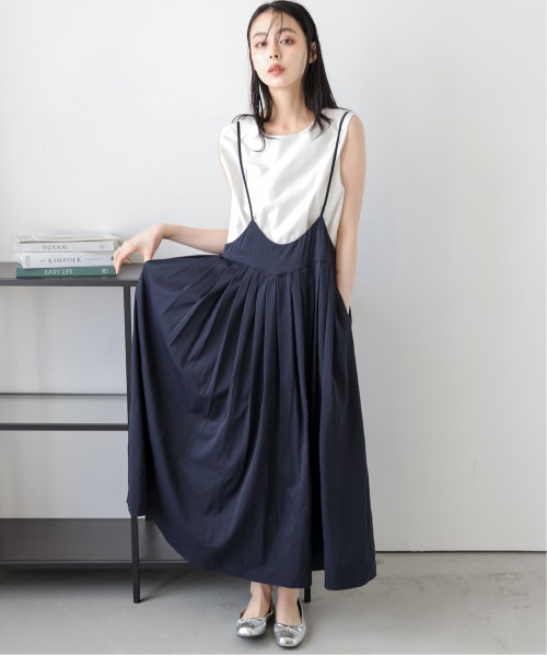 LASUD ACTIVE レースアッププリーツサロペットワンピース　ブラック LASUD ACTIVE レースアッププリーツサロペットワンピース ブラック