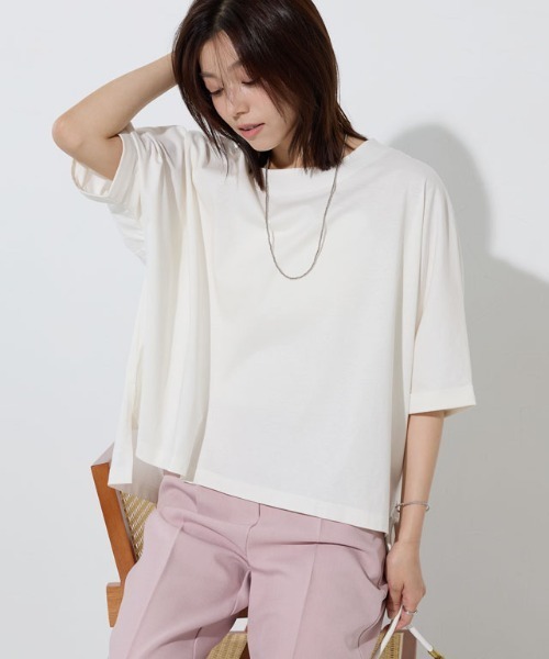 Pierrot(ピエロ)の「軽撥水・防汚ルーズドルマンTシャツ(Tシャツ/カットソー・レディース・グレー系その他/チャコール/オフホワイト/ブルー・M/L)」の18枚目の写真