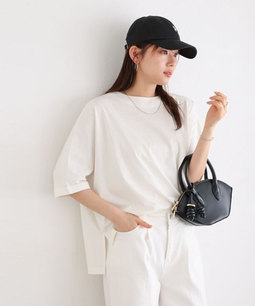Pierrot(ピエロ)の「軽撥水・防汚ルーズドルマンTシャツ(Tシャツ/カットソー・レディース・グレー系その他/チャコール/オフホワイト/ブルー・M/L)」の14枚目の写真