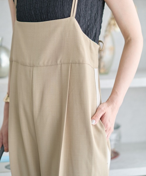 AMERICAN HOLIC(アメリカンホリック)の「【WEB限定】サイドラインバックリボンサロペット(サロペット/オーバーオール・レディース・チャコールグレー/ベージュ・FREE)」の8枚目の写真