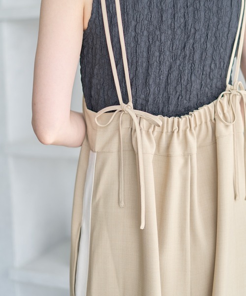 AMERICAN HOLIC(アメリカンホリック)の「【WEB限定】サイドラインバックリボンサロペット(サロペット/オーバーオール・レディース・チャコールグレー/ベージュ・FREE)」の9枚目の写真