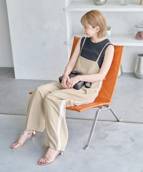 AMERICAN HOLIC(アメリカンホリック)の「【WEB限定】サイドラインバックリボンサロペット(サロペット/オーバーオール・レディース・チャコールグレー/ベージュ・FREE)」の12枚目の写真