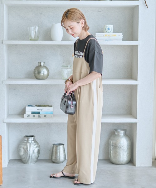 AMERICAN HOLIC(アメリカンホリック)の「【WEB限定】サイドラインバックリボンサロペット(サロペット/オーバーオール・レディース・チャコールグレー/ベージュ・FREE)」の16枚目の写真