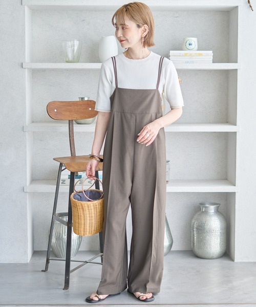 WEB限定】サイドラインバックリボンサロペット（サロペット