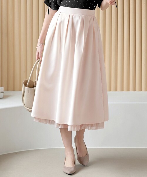 Tiaclasse（ティアクラッセ）の「レイヤードチュールフレアスカート（スカート・レディース・ブラック/ライトピンク/チャコールグレー・S/M/L）」の3枚目の写真