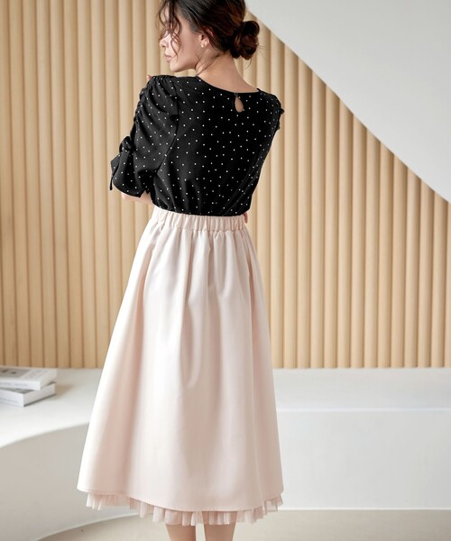 Tiaclasse（ティアクラッセ）の「レイヤードチュールフレアスカート（スカート・レディース・ブラック/ライトピンク/チャコールグレー・S/M/L）」の7枚目の写真