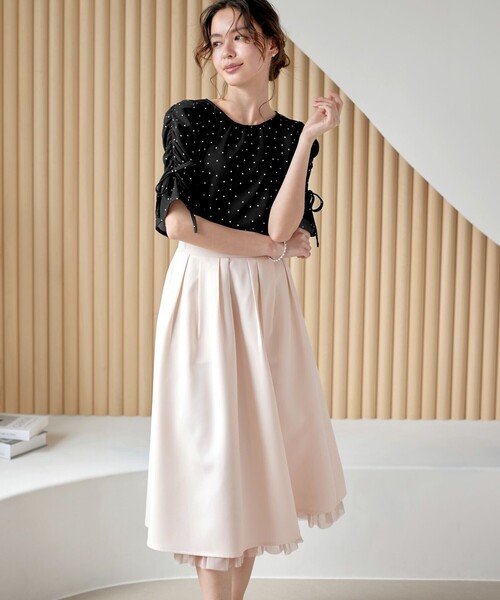 Tiaclasse（ティアクラッセ）の「レイヤードチュールフレアスカート（スカート・レディース・ブラック/ライトピンク/チャコールグレー・S/M/L）」の8枚目の写真