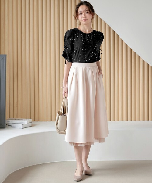 Tiaclasse（ティアクラッセ）の「レイヤードチュールフレアスカート（スカート・レディース・ブラック/ライトピンク/チャコールグレー・S/M/L）」の10枚目の写真