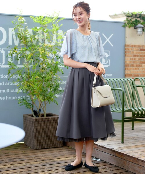 Tiaclasse（ティアクラッセ）の「レイヤードチュールフレアスカート（スカート・レディース・ブラック/ライトピンク/チャコールグレー・S/M/L）」の12枚目の写真