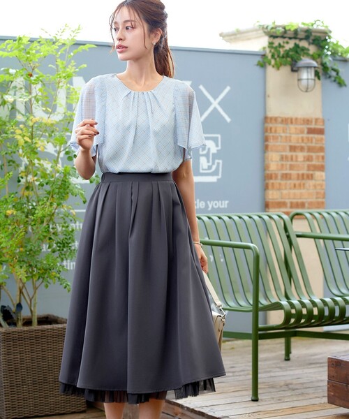 Tiaclasse（ティアクラッセ）の「レイヤードチュールフレアスカート（スカート・レディース・ブラック/ライトピンク/チャコールグレー・S/M/L）」の14枚目の写真