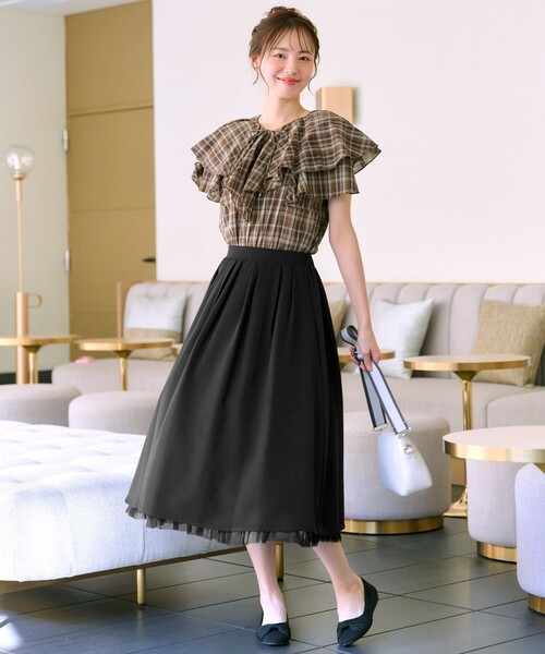 Tiaclasse（ティアクラッセ）の「レイヤードチュールフレアスカート（スカート・レディース・ブラック/ライトピンク/チャコールグレー・S/M/L）」の18枚目の写真