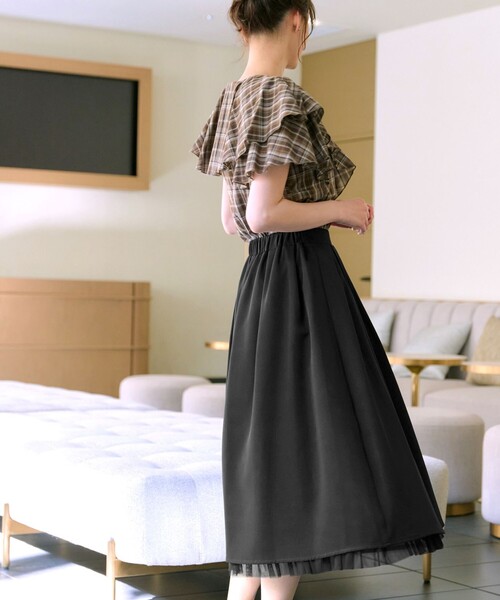 Tiaclasse（ティアクラッセ）の「レイヤードチュールフレアスカート（スカート・レディース・ブラック/ライトピンク/チャコールグレー・S/M/L）」の20枚目の写真