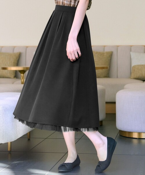 Tiaclasse（ティアクラッセ）の「レイヤードチュールフレアスカート（スカート・レディース・ブラック/ライトピンク/チャコールグレー・S/M/L）」の21枚目の写真