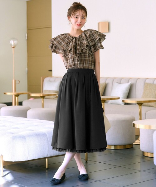 Tiaclasse（ティアクラッセ）の「レイヤードチュールフレアスカート（スカート・レディース・ブラック/ライトピンク/チャコールグレー・S/M/L）」の22枚目の写真