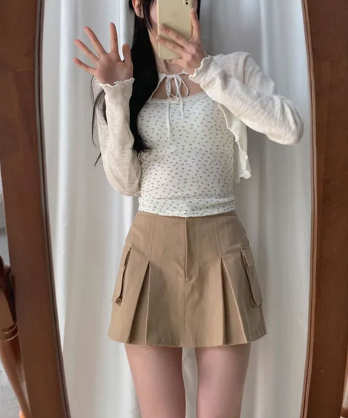 VIVID LADY(ビビッドレディー)の「2点セット ニットボレロ 小花柄キャミソール(アンサンブル・レディース・アイボリー/ブラック/ライトブルー・FREE)」の19枚目の写真