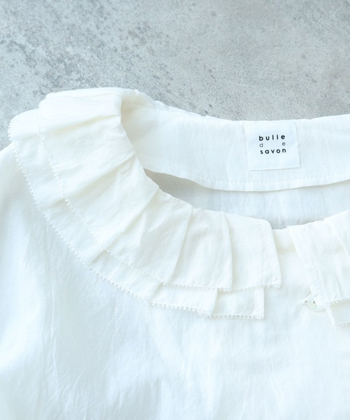 bulle de savon（ビュルデサボン）の「△コットン/キュプラ ローンIBK 半袖bebe ブラウス（シャツ/ブラウス・レディース・チャコールグレー/ホワイト・FREE）」の5枚目の写真