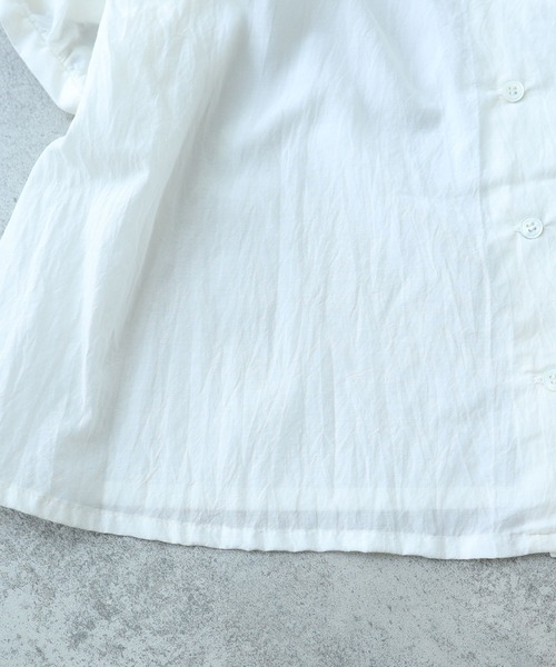 bulle de savon（ビュルデサボン）の「△コットン/キュプラ ローンIBK 半袖bebe ブラウス（シャツ/ブラウス・レディース・チャコールグレー/ホワイト・FREE）」の6枚目の写真