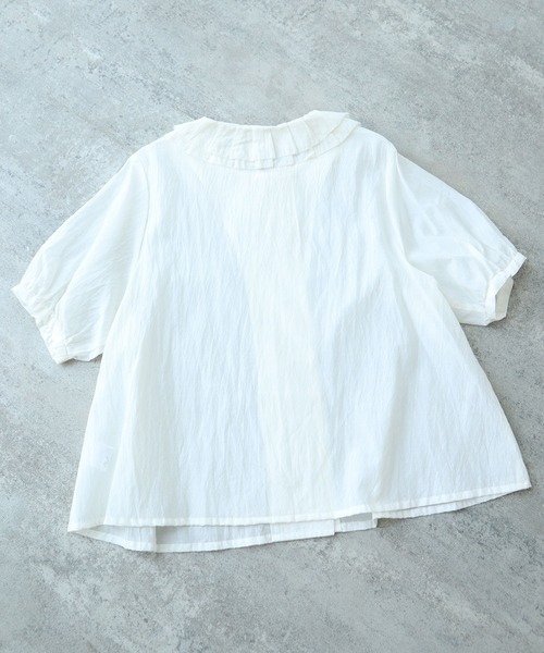 bulle de savon（ビュルデサボン）の「△コットン/キュプラ ローンIBK 半袖bebe ブラウス（シャツ/ブラウス・レディース・チャコールグレー/ホワイト・FREE）」の7枚目の写真