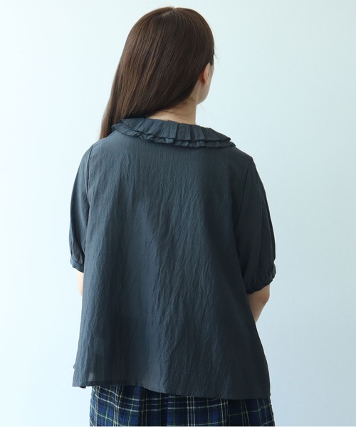 bulle de savon（ビュルデサボン）の「△コットン/キュプラ ローンIBK 半袖bebe ブラウス（シャツ/ブラウス・レディース・チャコールグレー/ホワイト・FREE）」の15枚目の写真