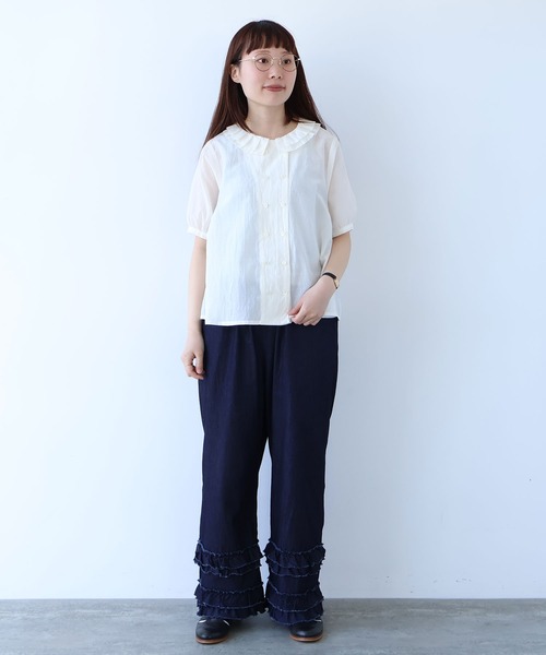 bulle de savon（ビュルデサボン）の「△コットン/キュプラ ローンIBK 半袖bebe ブラウス（シャツ/ブラウス・レディース・チャコールグレー/ホワイト/ピンク・FREE）」の16枚目の写真