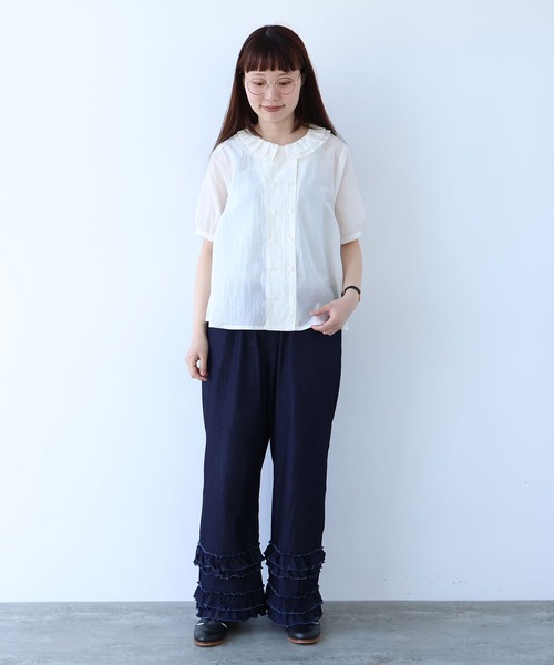 bulle de savon（ビュルデサボン）の「△コットン/キュプラ ローンIBK 半袖bebe ブラウス（シャツ/ブラウス・レディース・チャコールグレー/ホワイト/ピンク・FREE）」の17枚目の写真