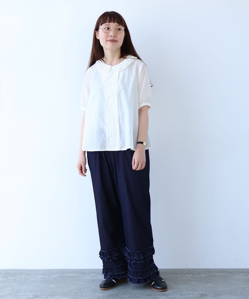 bulle de savon（ビュルデサボン）の「△コットン/キュプラ ローンIBK 半袖bebe ブラウス（シャツ/ブラウス・レディース・チャコールグレー/ホワイト/ピンク・FREE）」の18枚目の写真