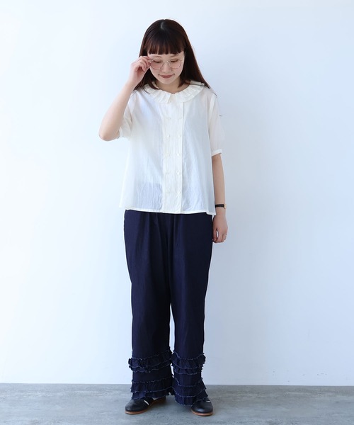 bulle de savon（ビュルデサボン）の「△コットン/キュプラ ローンIBK 半袖bebe ブラウス（シャツ/ブラウス・レディース・チャコールグレー/ホワイト/ピンク・FREE）」の19枚目の写真