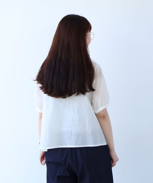 bulle de savon（ビュルデサボン）の「△コットン/キュプラ ローンIBK 半袖bebe ブラウス（シャツ/ブラウス・レディース・チャコールグレー/ホワイト/ピンク・FREE）」の15枚目の写真