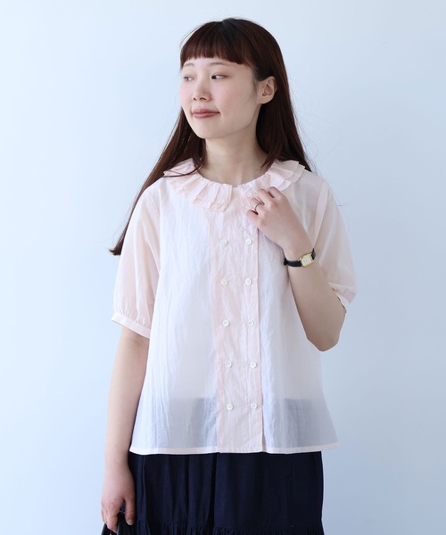 bulle de savon（ビュルデサボン）の「△コットン/キュプラ ローンIBK 半袖bebe ブラウス（シャツ/ブラウス・レディース・チャコールグレー/ホワイト/ピンク・FREE）」の21枚目の写真