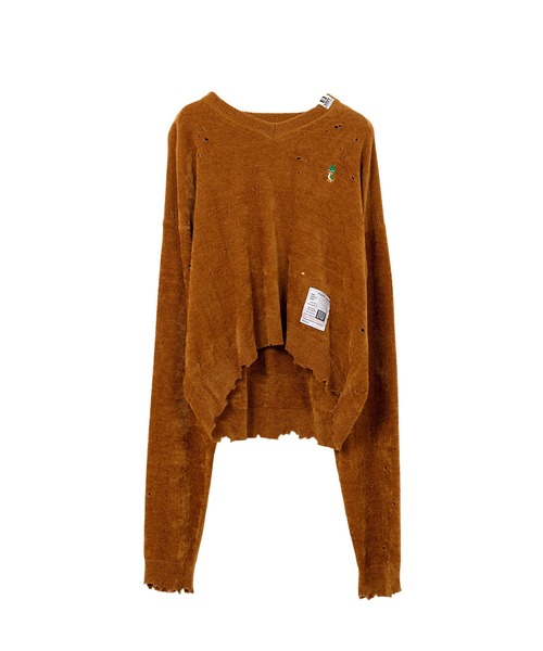 Maison MIHARA YASUHIRO(メゾンミハラヤスヒロ)の「Distressed Knit Sweater(ニット/セーター・レディース・ブラック/ライム/キャメル・38/36)」の3枚目の写真