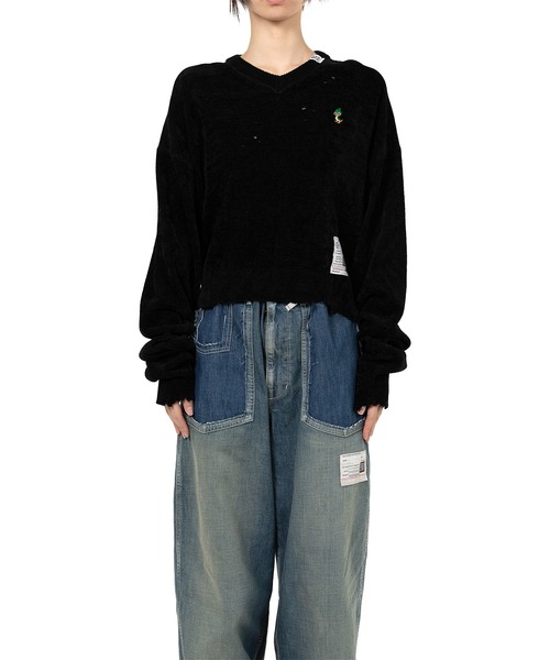 Maison MIHARA YASUHIRO（メゾンミハラヤスヒロ）の「Distressed Knit Sweater（ニット/セーター・レディース・ブラック・38/36）」の3枚目の写真