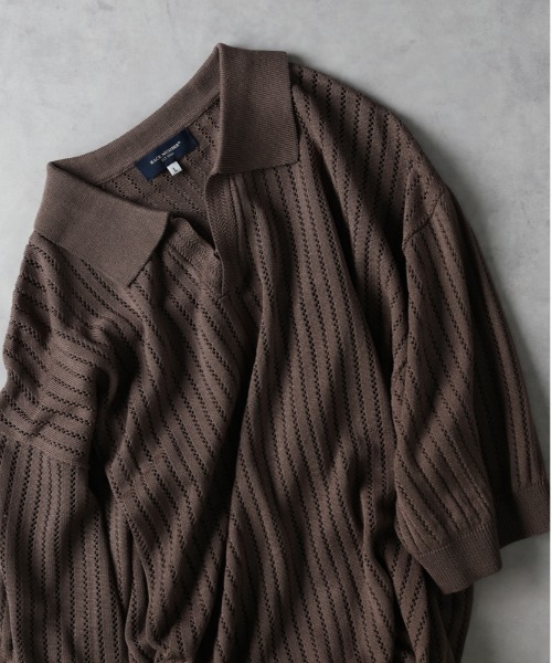 こっころ(*^-^) セール】【BACK NUMBER】透かし編みニットスキッパーポロシャツ