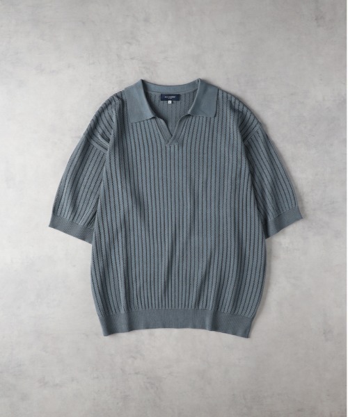 BACK NUMBER（バックナンバー）の「【BACK NUMBER】透かし編みニットスキッパーポロシャツ（ニット/セーター・メンズ・ブラック/ライトブラウン/ターコイズブルー・M/L/XL）」の6枚目の写真