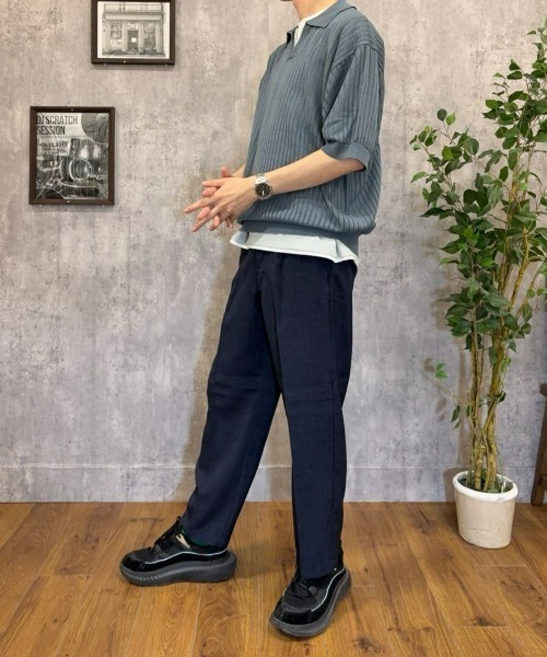 BACK NUMBER（バックナンバー）の「【BACK NUMBER】透かし編みニットスキッパーポロシャツ（ニット/セーター・メンズ・ブラック/ライトブラウン/ターコイズブルー・M/L/XL）」の19枚目の写真