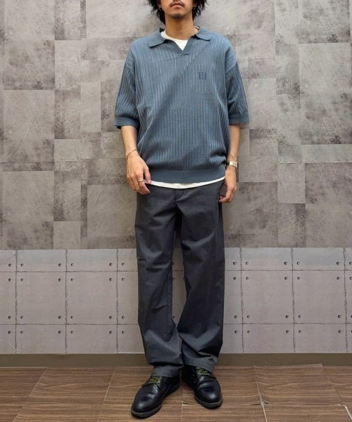 BACK NUMBER（バックナンバー）の「【BACK NUMBER】透かし編みニットスキッパーポロシャツ（ニット/セーター・メンズ・ブラック/ライトブラウン/ターコイズブルー・M/L/XL）」の22枚目の写真