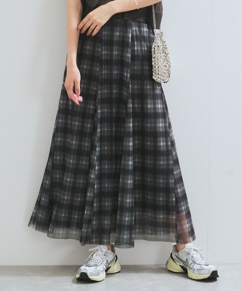 VIS（ビス）の「【洗える】チュールプリントチェックスカート（スカート・レディース・ブラウン系その他/ブラック系その他・FREE）」の20枚目の写真