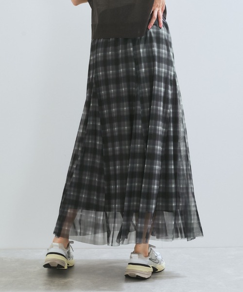 VIS（ビス）の「【洗える】チュールプリントチェックスカート（スカート・レディース・ブラウン系その他/ブラック系その他・FREE）」の19枚目の写真