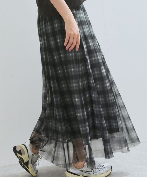 VIS（ビス）の「【洗える】チュールプリントチェックスカート（スカート・レディース・ブラウン系その他/ブラック系その他・FREE）」の18枚目の写真