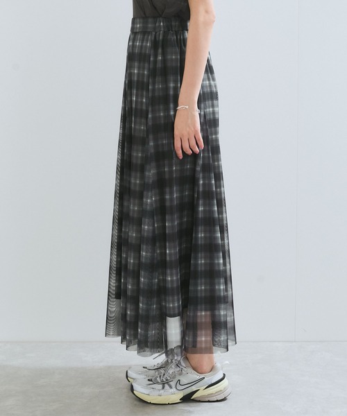 VIS（ビス）の「【洗える】チュールプリントチェックスカート（スカート・レディース・ブラウン系その他/ブラック系その他・FREE）」の16枚目の写真