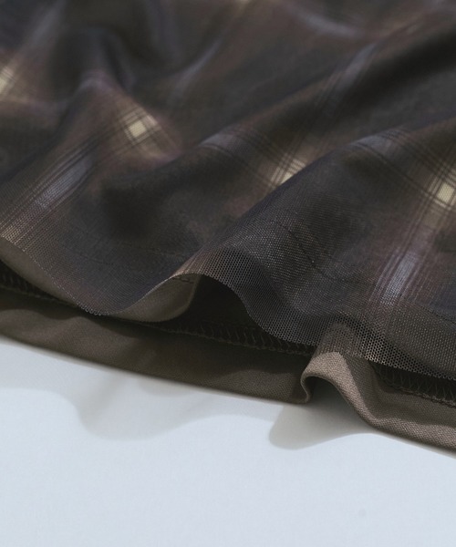 VIS（ビス）の「【洗える】チュールプリントチェックスカート（スカート・レディース・ブラウン系その他/ブラック系その他・FREE）」の4枚目の写真