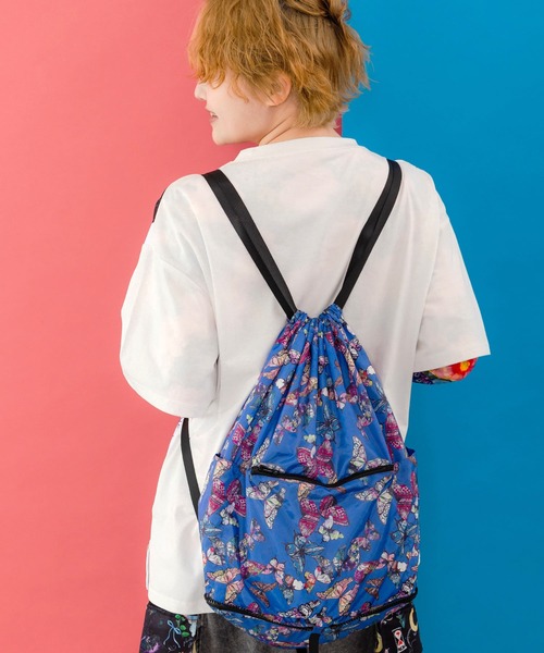 ScoLar（スカラー）の「652435：バナナ・蝶・くらげ 3柄展開パッカブルナップサック（バックパック/リュック・レディース・アイボリー/ブラック/ブルー・FREE）」の3枚目の写真