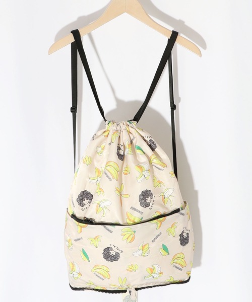ScoLar（スカラー）の「652435：バナナ・蝶・くらげ 3柄展開パッカブルナップサック（バックパック/リュック・レディース・アイボリー/ブラック/ブルー・FREE）」の15枚目の写真