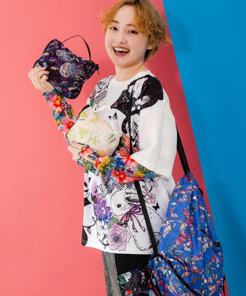 ScoLar（スカラー）の「652435：バナナ・蝶・くらげ 3柄展開パッカブルナップサック（バックパック/リュック・レディース・アイボリー/ブラック/ブルー・FREE）」の10枚目の写真