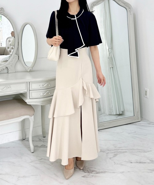 INGNI（イング）の「パールピン付トロミフレアスリーブブラウス（シャツ/ブラウス・レディース・ネイビー系/ホワイト×ブラック/サックスブルー系/グレー系6・M）」の22枚目の写真