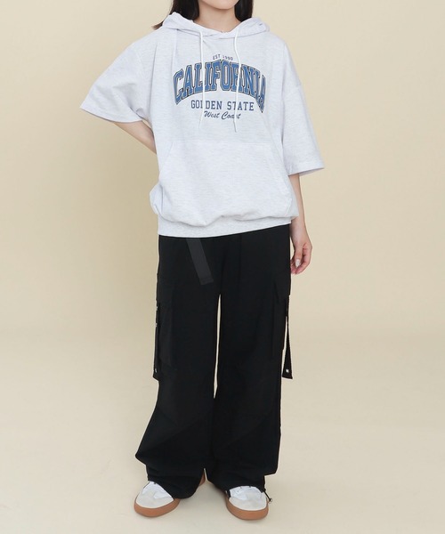 WOND(ウォンド)の「WOND/CALIFORNIAビッグSSパーカー(Tシャツ/カットソー・レディース・サックスブルー/グレー・FREE)」の3枚目の写真