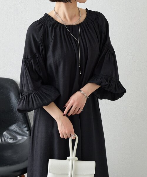 Jena espace merveilleux(ジェナ エスパスメルヴェイユ)の「リネンライクタックワンピース(ワンピース・レディース・キャメル/ブラック/オフホワイト/ネイビー・FREE)」の1枚目の写真