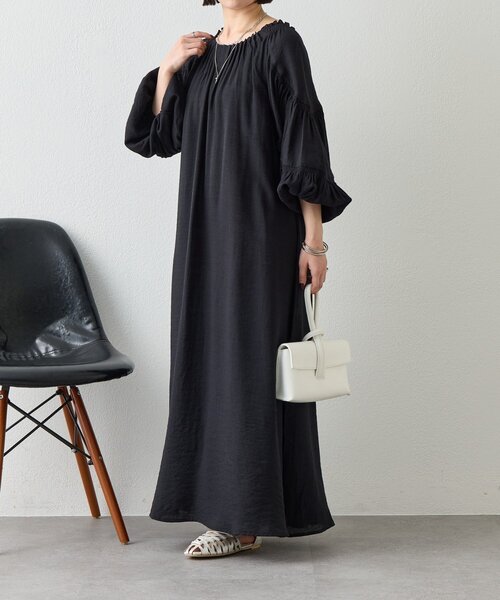 Jena espace merveilleux(ジェナ エスパスメルヴェイユ)の「リネンライクタックワンピース(ワンピース・レディース・キャメル/ブラック/オフホワイト/ネイビー・FREE)」の8枚目の写真