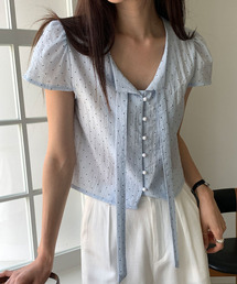 新品未使用【ドルチェ&ガッバーナ】　ドットパフスリーブ半袖ブラウス　36 新品未使用【ドルチェ&ガッバーナ】 ドットパフスリーブ半袖ブラウス